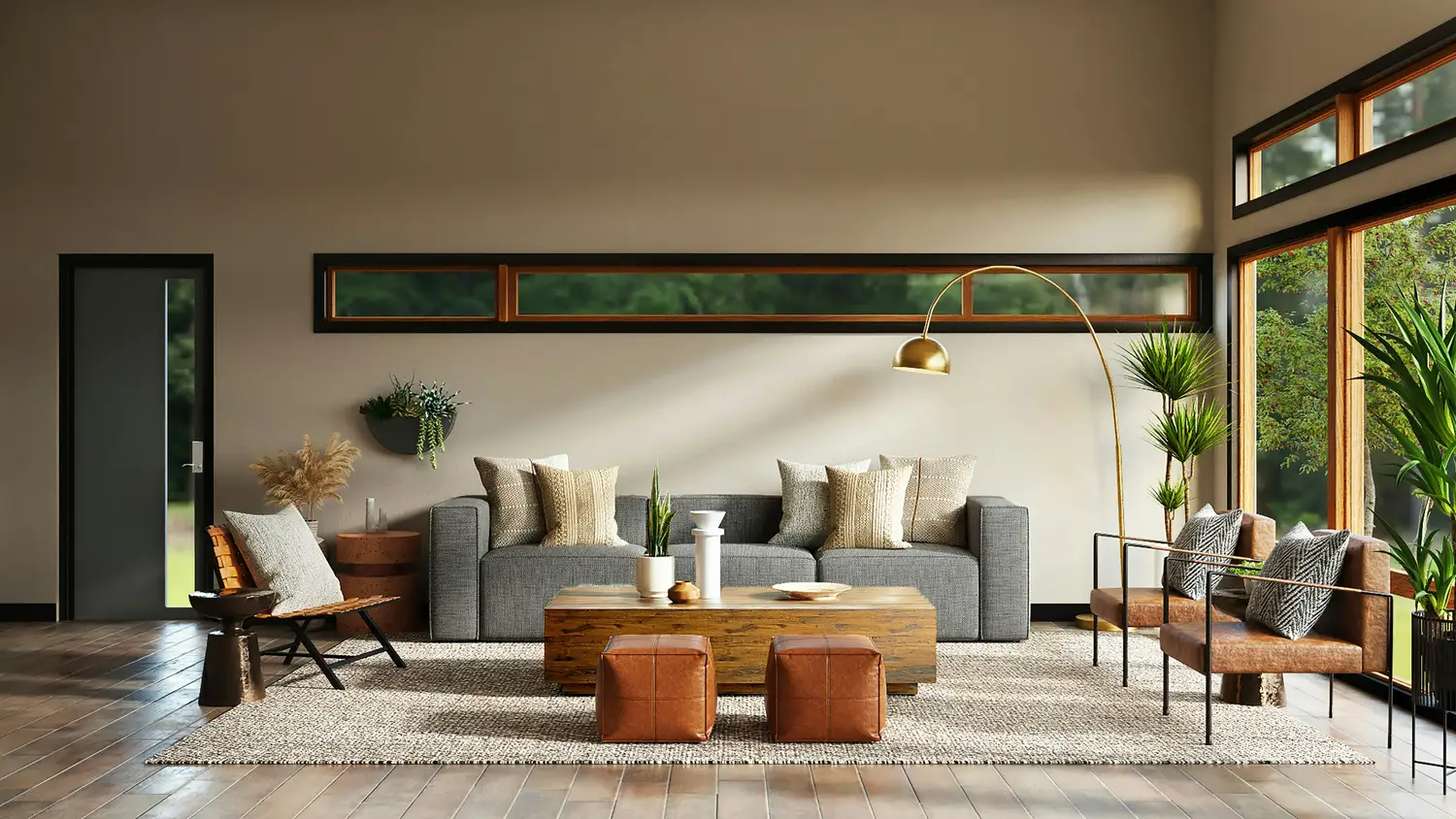 white and brown living room set